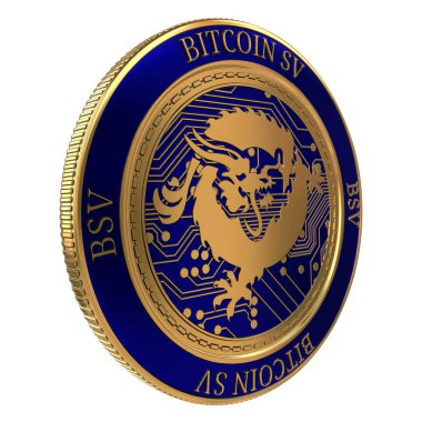 Beyaz arka plan üzerinde izole Bitcoin Sv cryptocurrency fiziksel altın sikke