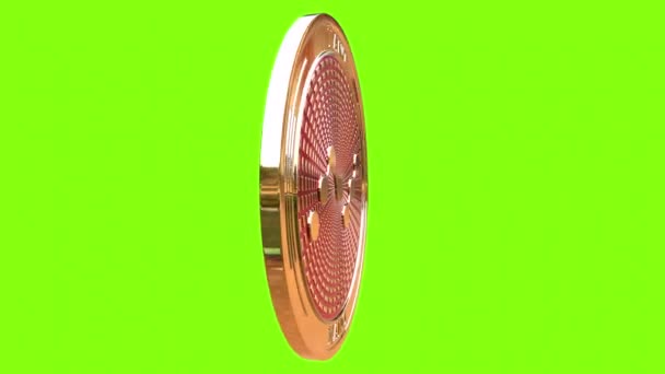 Golden Coin Nano Cryptocurrency Spinning Perfect Loop Isolated Green Background — Stock Video