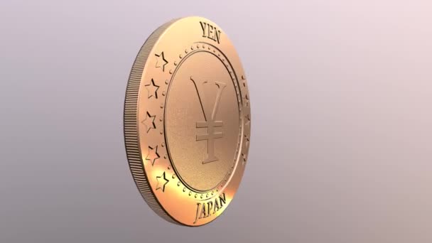 Goldmünze Mit Japanischem Yen Symbol — Stockvideo