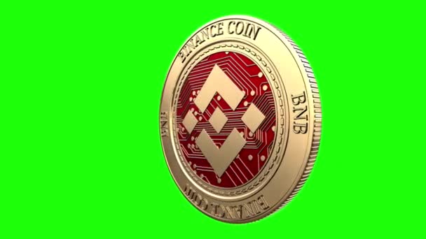 Золота Монета Binance Монета Криптовалюта Обертається Ідеальній Петлі Ізольовані Зеленому — стокове відео