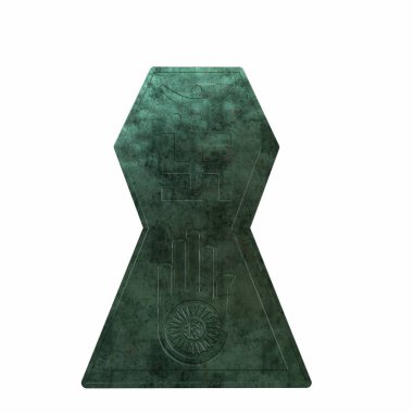 Jainizm din antik bronz sembolü. 3D render