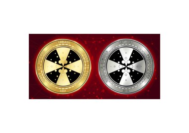 Arka planını blockchain altın ve gümüş Cardano (Ada) cryptocurrency demir
