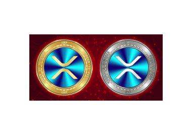 Altın ve gümüş Xrp cryptocurrency demir blockchain arka plan