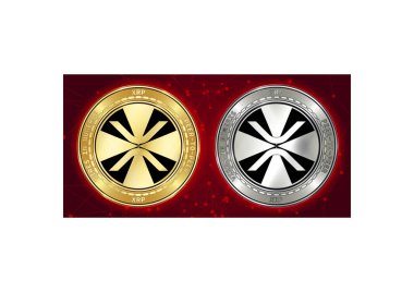 Altın ve gümüş Xrp cryptocurrency demir blockchain arka plan