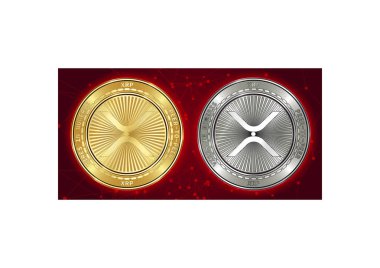 Altın ve gümüş Xrp cryptocurrency demir blockchain arka plan