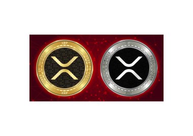 Altın ve gümüş Xrp cryptocurrency demir blockchain arka plan