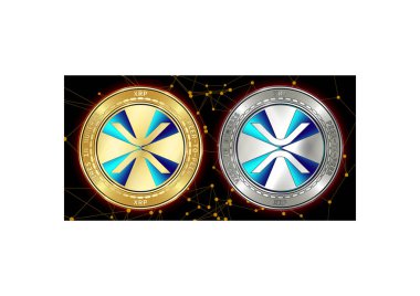 Altın ve gümüş Xrp cryptocurrency demir blockchain arka plan