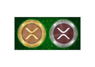Altın ve gümüş Xrp cryptocurrency demir blockchain arka plan