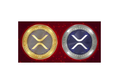 Altın ve gümüş Xrp cryptocurrency demir blockchain arka plan