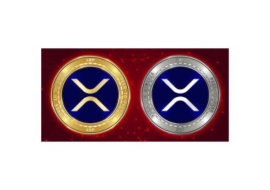 Altın ve gümüş Xrp cryptocurrency demir blockchain arka plan