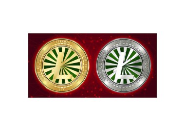 Altın ve gümüş Litecoin (Ltc) cryptocurrency demir blockchain arka plan