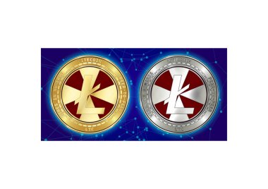 Altın ve gümüş Litecoin (Ltc) cryptocurrency demir blockchain arka plan