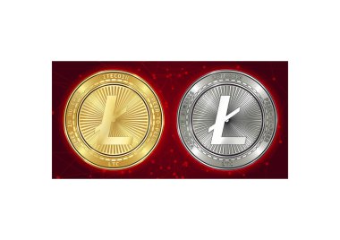 Altın ve gümüş Litecoin (Ltc) cryptocurrency demir blockchain arka plan