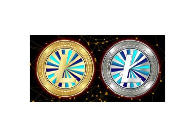 Altın ve gümüş Litecoin (Ltc) cryptocurrency demir blockchain arka plan