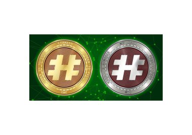 Altın ve gümüş Metahash (Mhc) cryptocurrency demir blockchain arka plan