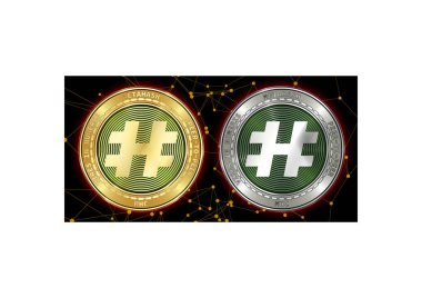 Altın ve gümüş Metahash (Mhc) cryptocurrency demir blockchain arka plan