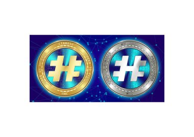 Altın ve gümüş Metahash (Mhc) cryptocurrency demir blockchain arka plan