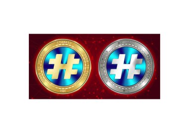 Altın ve gümüş Metahash (Mhc) cryptocurrency demir blockchain arka plan