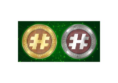 Altın ve gümüş Metahash (Mhc) cryptocurrency demir blockchain arka plan