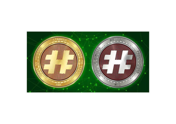 Altın ve gümüş Metahash (Mhc) cryptocurrency demir blockchain arka plan