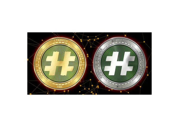 Altın ve gümüş Metahash (Mhc) cryptocurrency demir blockchain arka plan