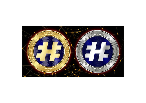 Altın ve gümüş Metahash (Mhc) cryptocurrency demir blockchain arka plan