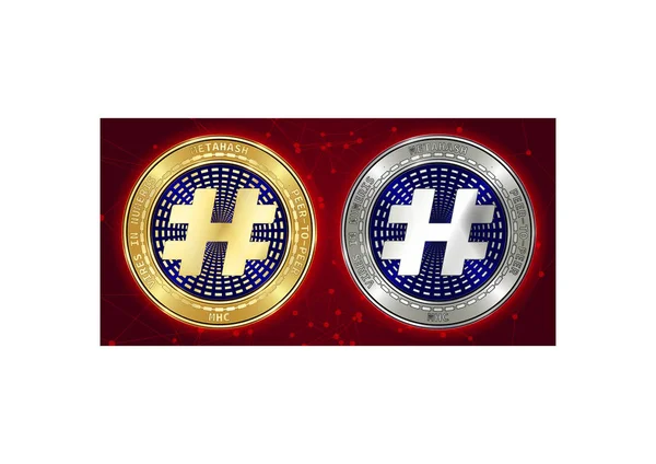 Altın ve gümüş Metahash (Mhc) cryptocurrency demir blockchain arka plan