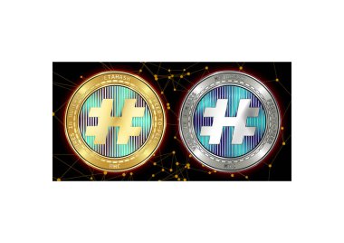 Altın ve gümüş Metahash (Mhc) cryptocurrency demir blockchain arka plan