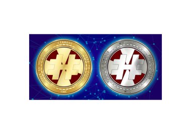 Altın ve gümüş Metahash (Mhc) cryptocurrency demir blockchain arka plan