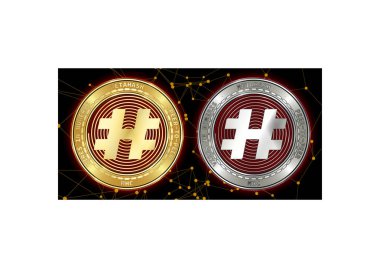 Altın ve gümüş Metahash (Mhc) cryptocurrency demir blockchain arka plan