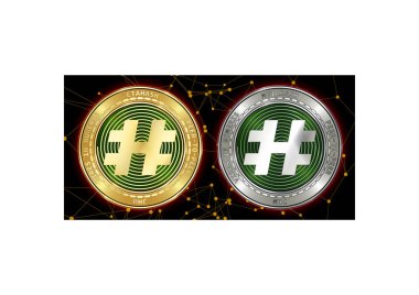 Altın ve gümüş Metahash (Mhc) cryptocurrency demir blockchain arka plan