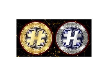 Altın ve gümüş Metahash (Mhc) cryptocurrency demir blockchain arka plan