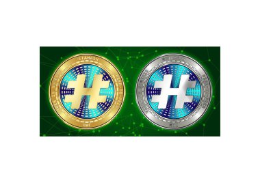 Altın ve gümüş Metahash (Mhc) cryptocurrency demir blockchain arka plan