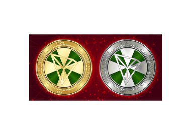 Altın ve gümüş Tron (Trx) cryptocurrency demir blockchain arka plan