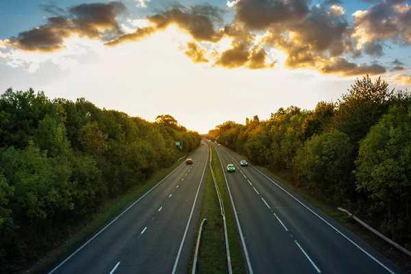 British Dual Carriageway Road Sunset — Stock Photo, Image