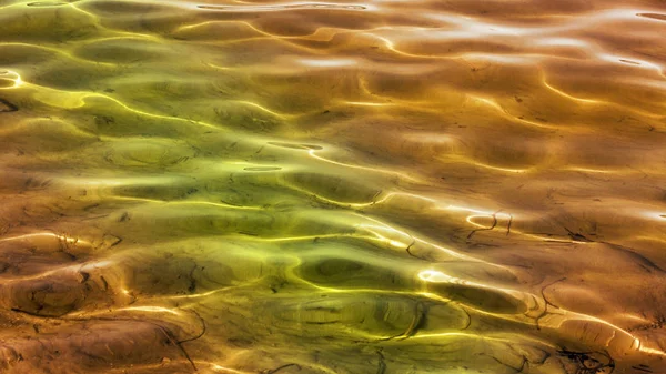 Vackra Lugna Grunt Vatten Grönt Och Guld — Stockfoto