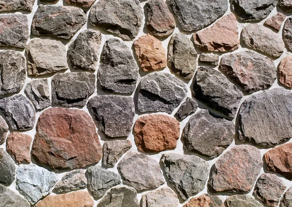 Assorted Rocks Different Sizes Colors Embedded Concrete Exterior Rock Wall — Stock Photo, Image