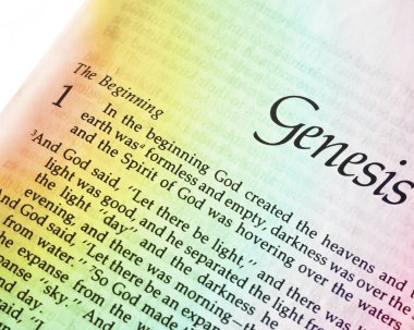 Genesis bölüm bir gösterilen İncil sayfayı aç-başlangıç içinde ayet