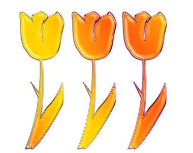 Beyaz bir arka plan üzerinde izole soyut laleler