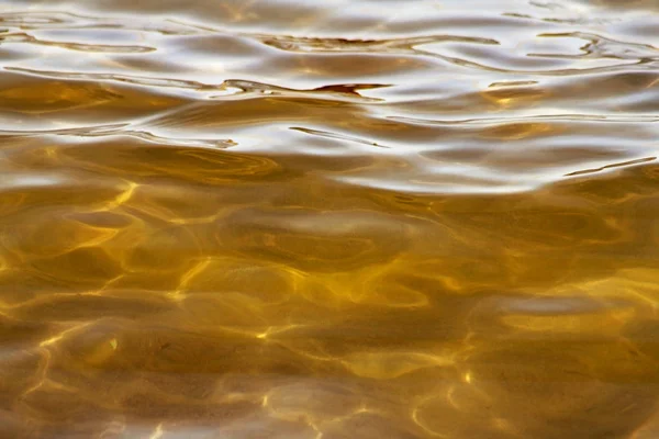Yüzeyde Yumuşak Dalgalar Doğal Işık Ile Altın Güzel Suları — Stok fotoğraf