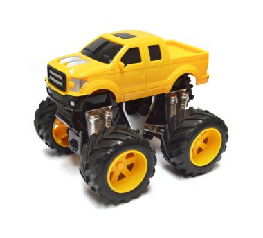 Araba oyuncağı beyaz arkaplanda izole edilmiş, seçici odaklanma. 