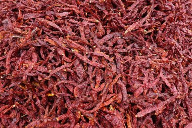 Kuru kırmızı biber arka plan, seçici odak yakın çekim. 