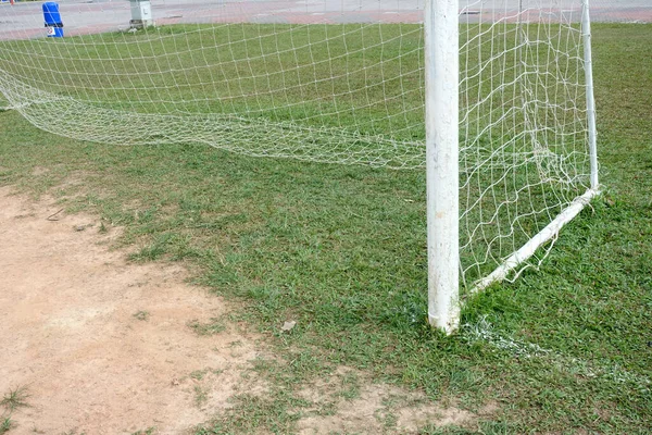 Futbol Sahasında Beyaz Futbol Golü — Stok fotoğraf