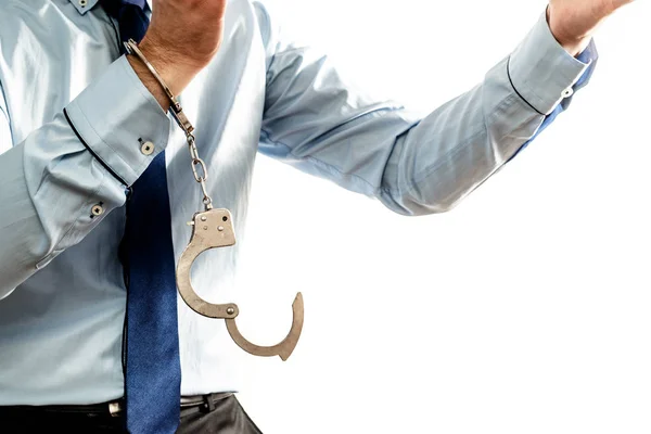 Man Frees Himself Handcuffs Innocence Help Getting Out Prison Accusation — Stock Photo, Image