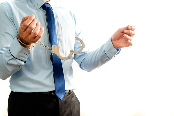 Man Frees Himself Handcuffs Innocence Help Getting Out Prison Accusation — Stock Photo, Image