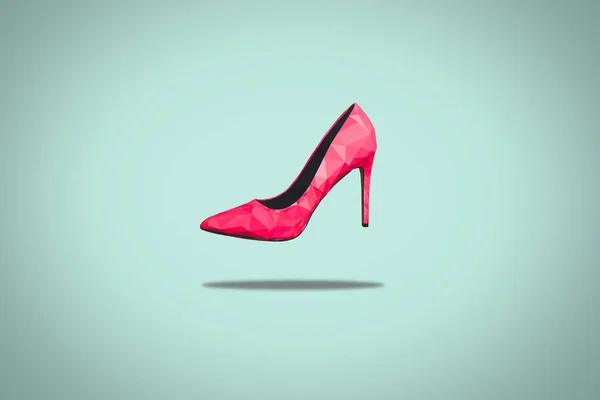 Red High Heels Isolated Bright Green Pastel Background Fashion Concept — Stock Photo, Image