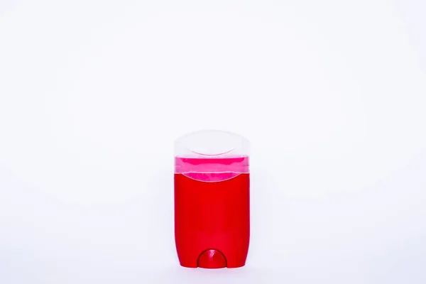 Isolerade Röda Deodorant Pack Med Knopp Deodorantstick Vit Bakgrund Med — Stockfoto