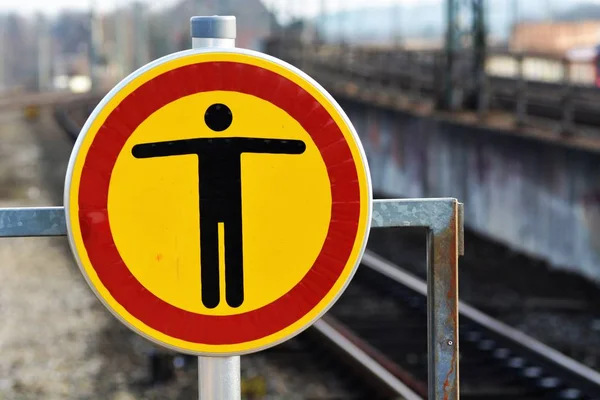 Close up of human sign on railway station