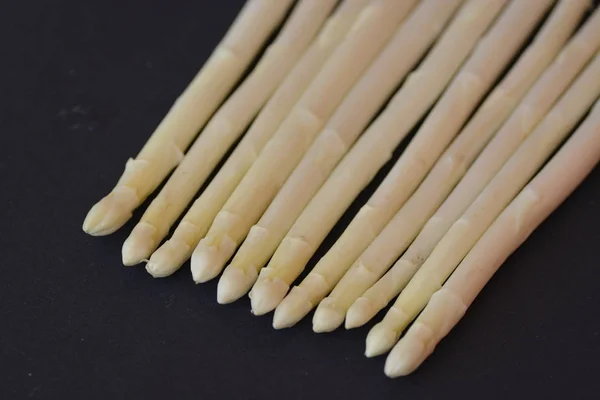 Close White Asparagus Black Background — Stock Photo, Image