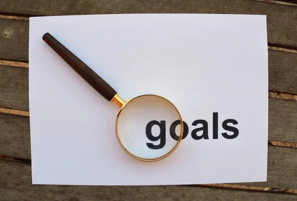Word Goals White Paper Magnificent Glass — Stock Photo, Image